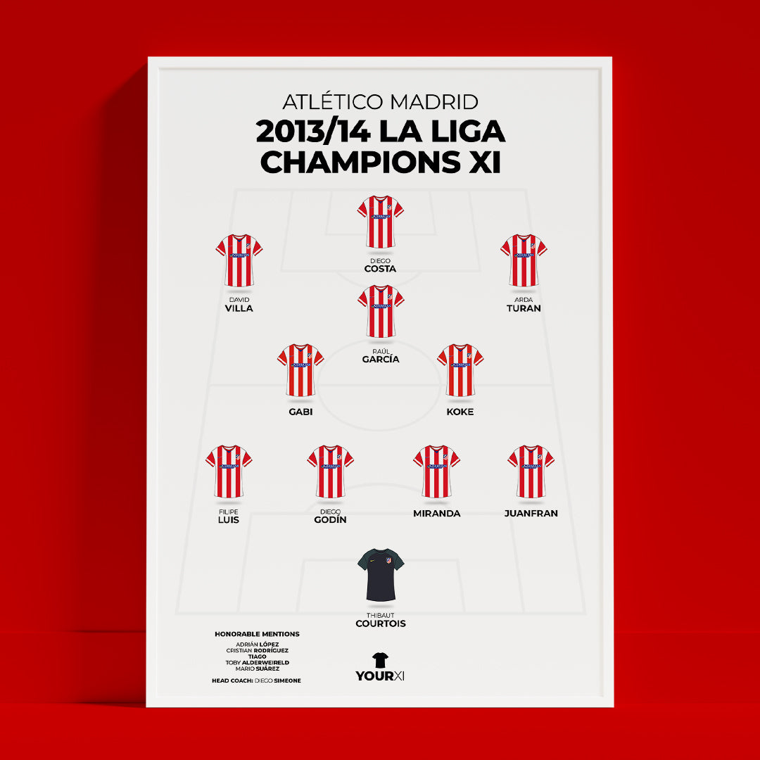 Atlético Madrid – 2013/14 La Liga Champions XI - Framed