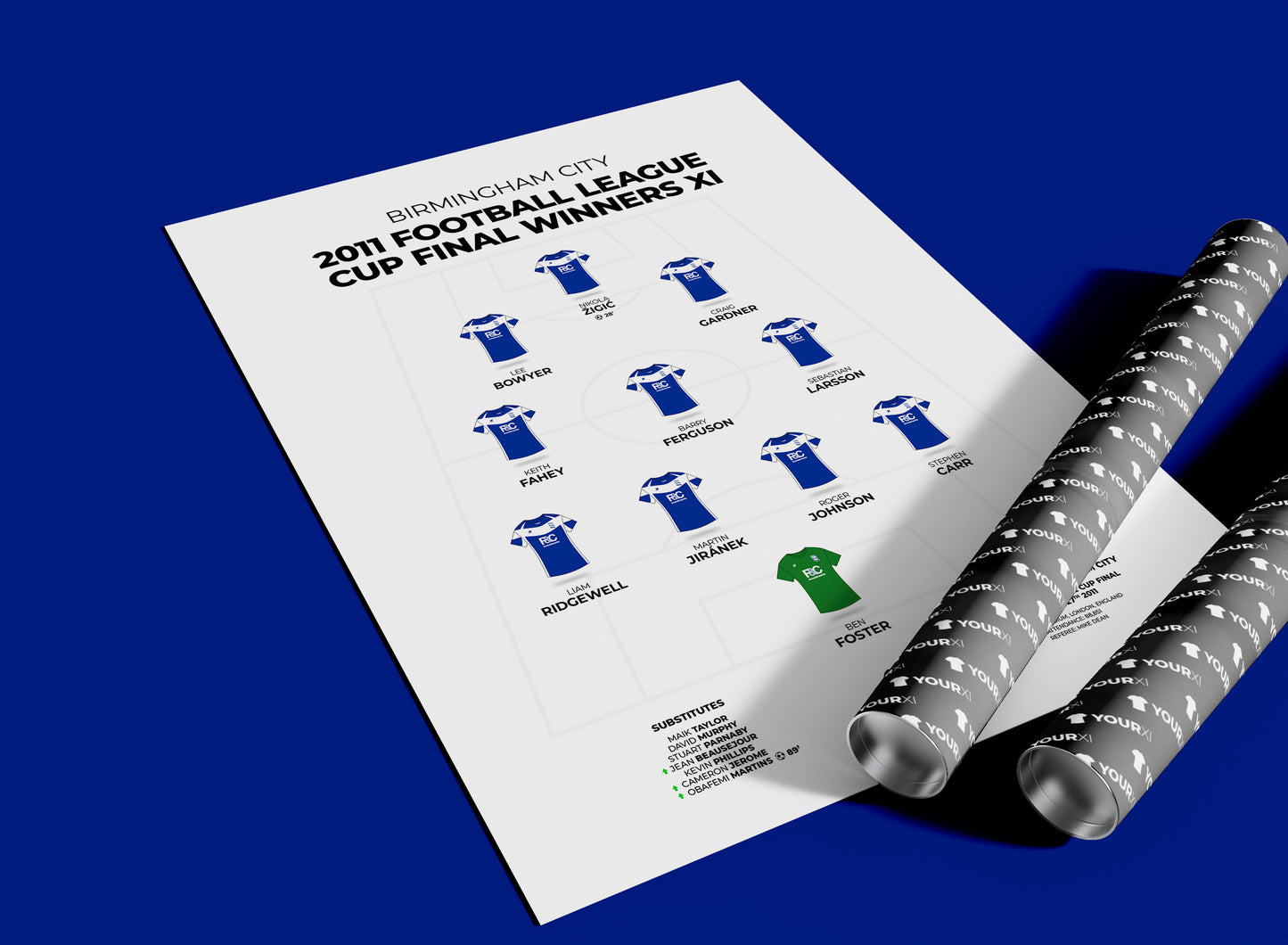Birmingham City - 2011 Football League Cup Final Winners XI - Unframed