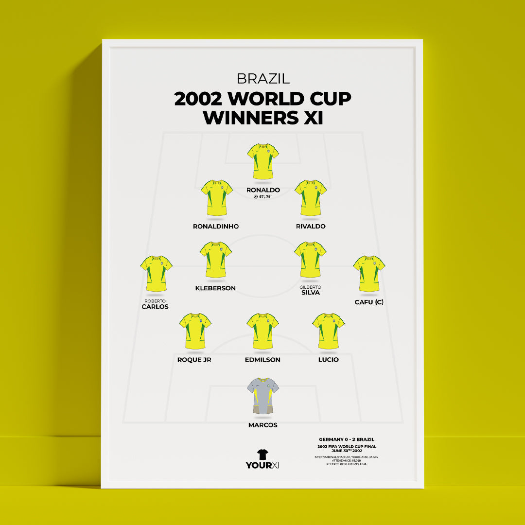 Brazil - 2002 World Cup Winners XI - Framed