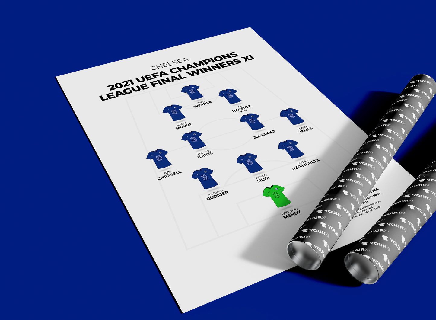 Chelsea - 2021 Champions League Final Winners XI - Unframed