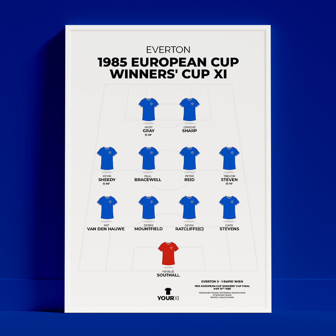 Everton - 1985 European Cup Winners' Cup Winners XI - Framed