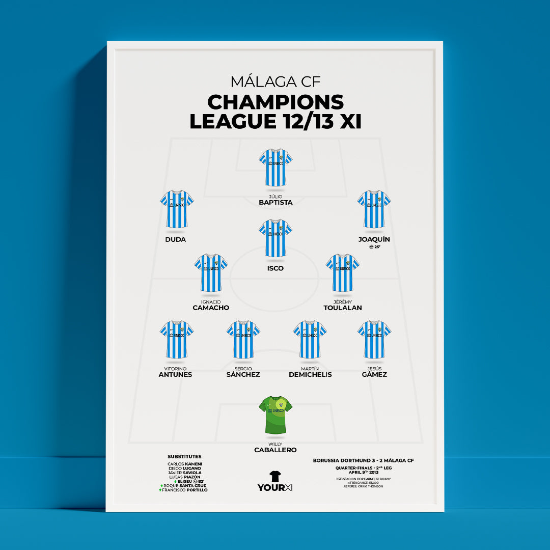 Malaga CF - Champions League 2012/13 XI - Framed