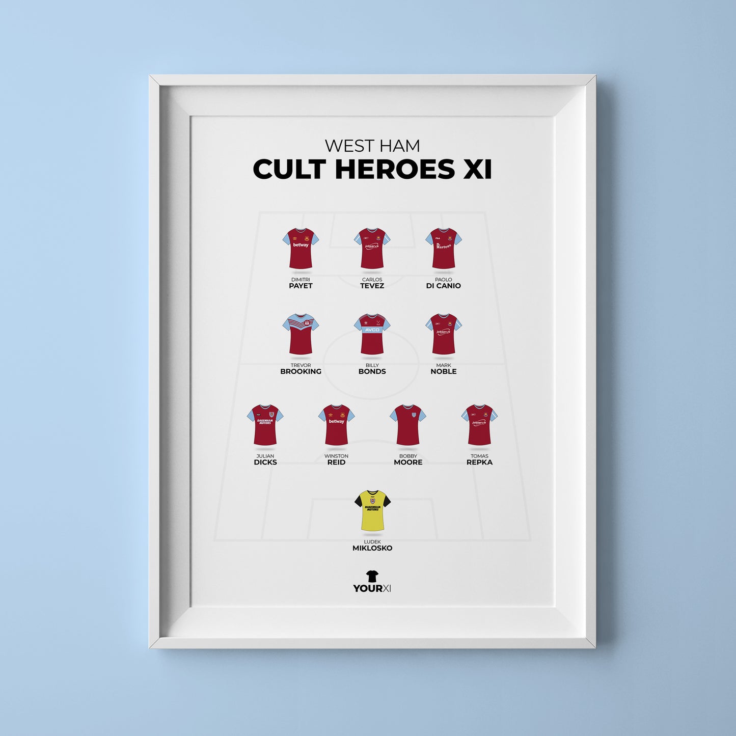 West Ham - Cult Heroes XI - Framed