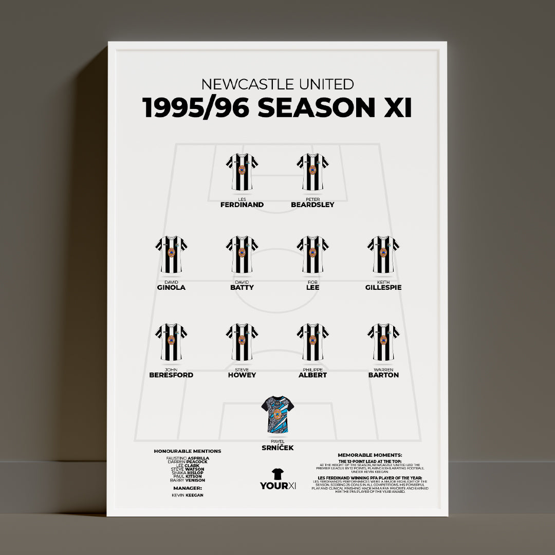 Newcastle United – 1995/96 Season XI - Framed