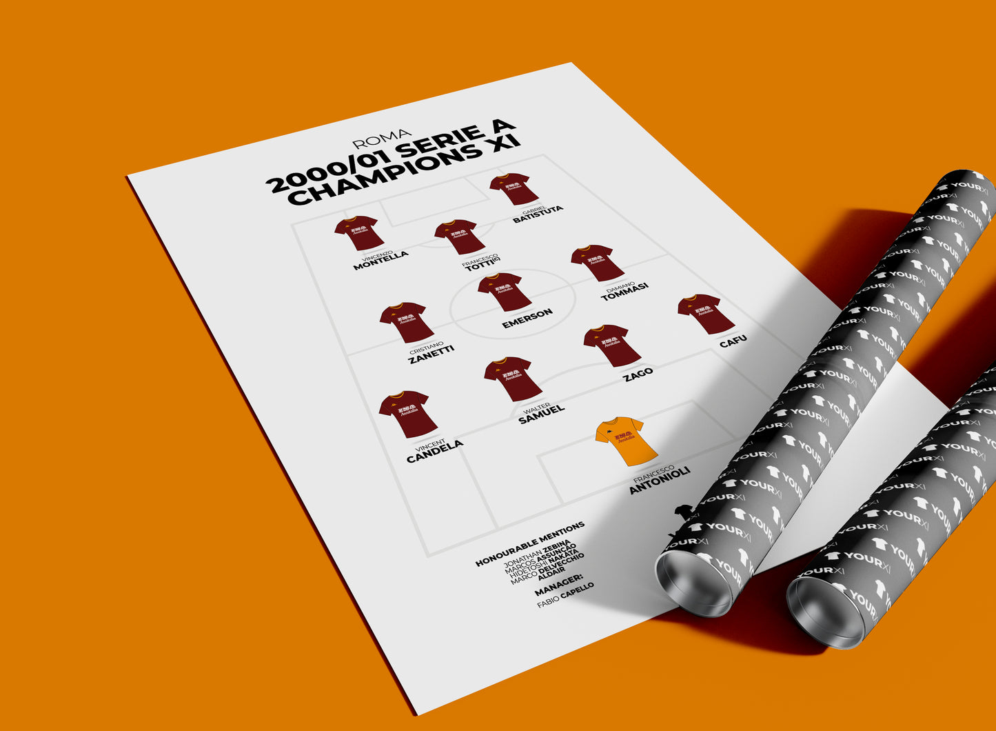 Roma – 2000/01 Serie A Champions XI - Unframed