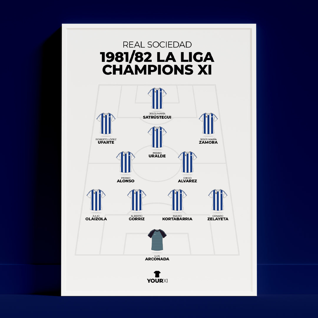 Real Sociedad – 1981/82 La Liga Champions XI - Framed
