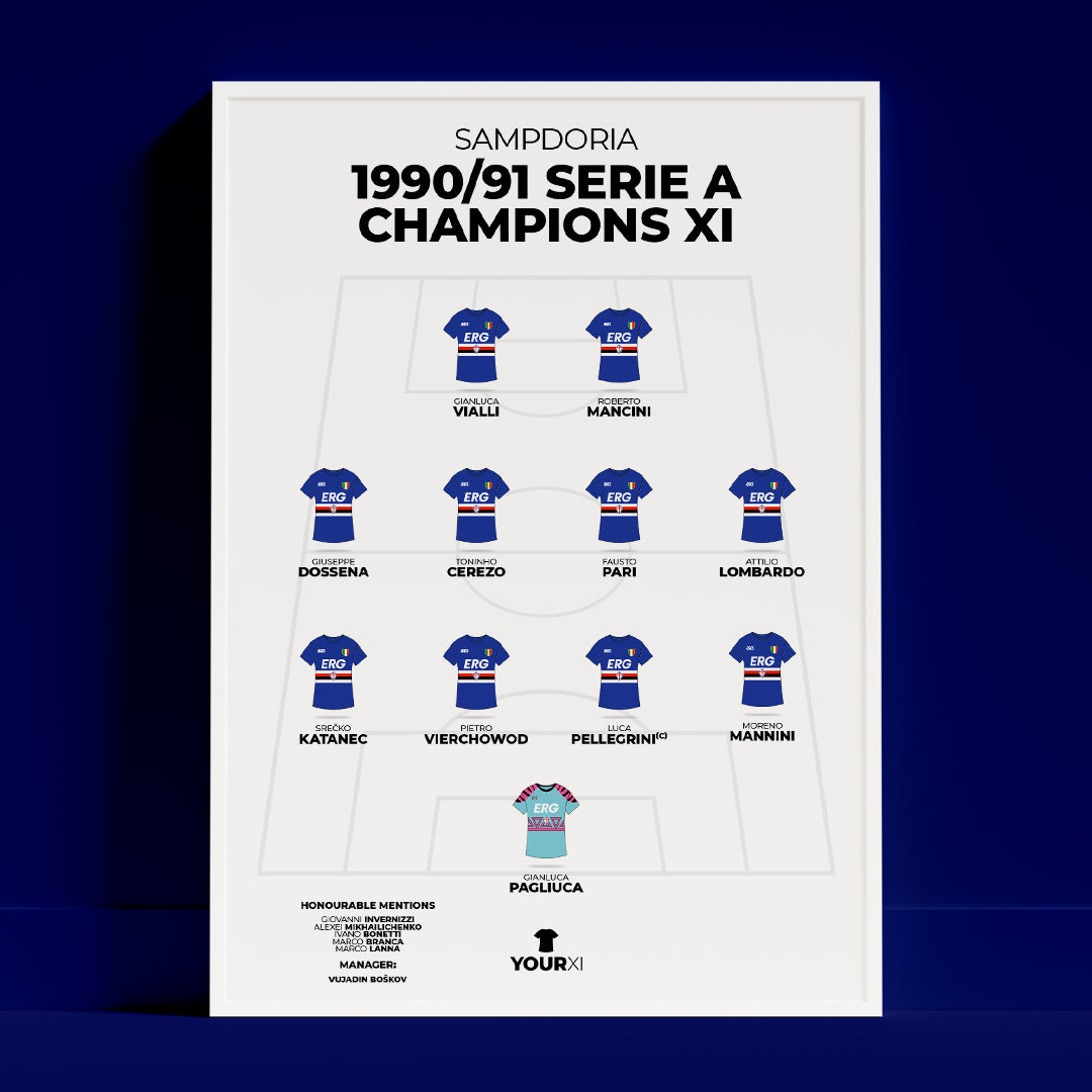 Sampdoria – 1990/91 Serie A Champions XI - Framed