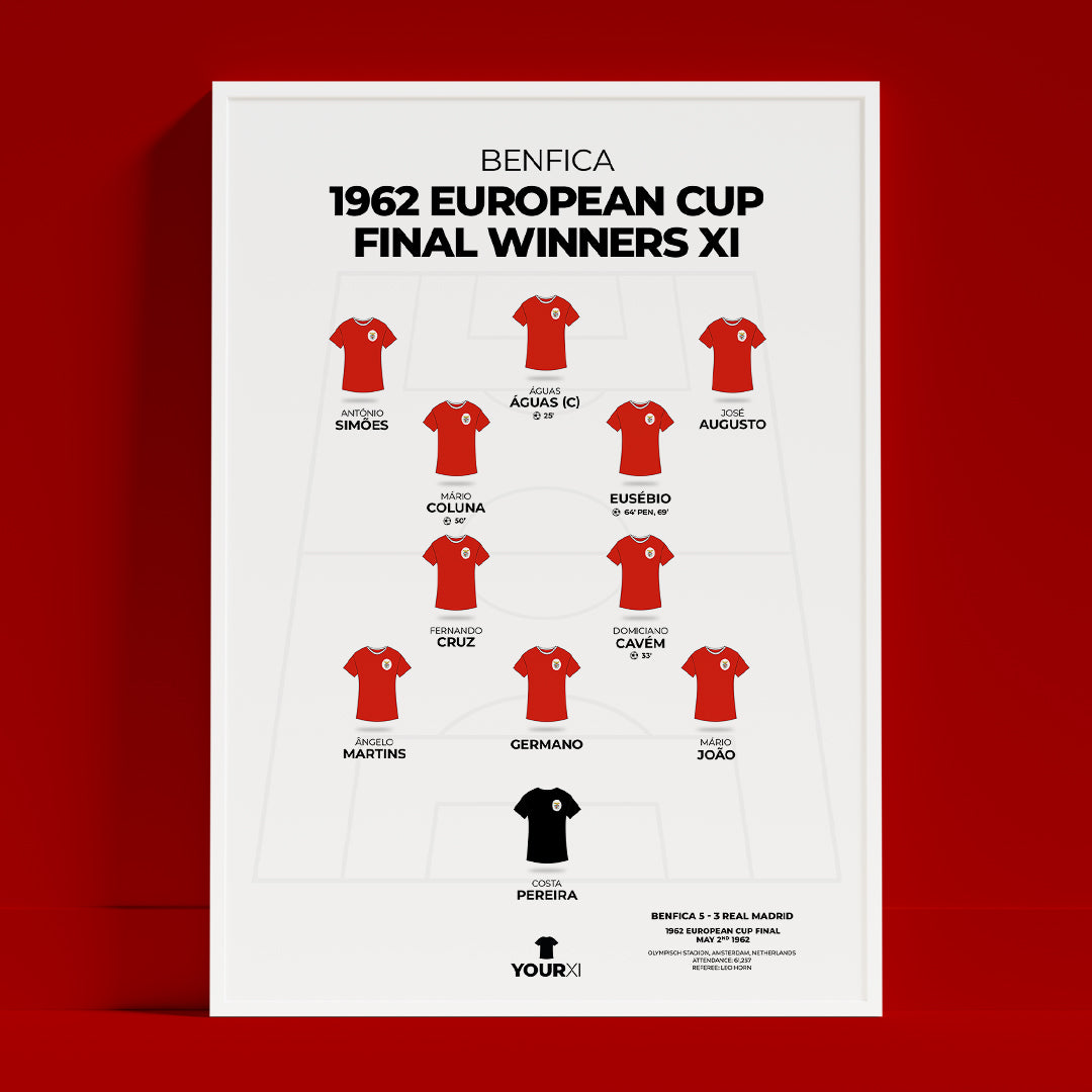 Benfica - 1962 European Cup Final Winners XI - Framed