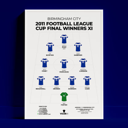 Birmingham City - 2011 Football League Cup Final Winners XI - Framed