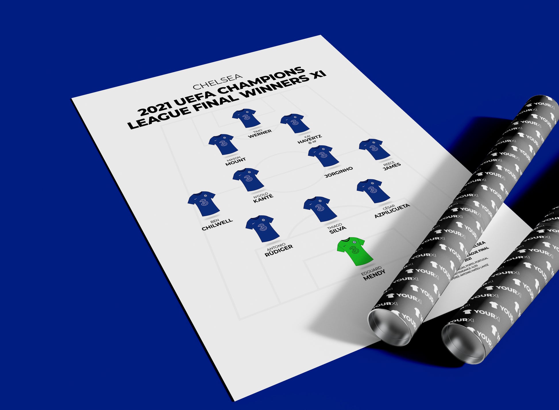 Chelsea 2021 Champions League Final Winners XI Unframed – Your XI