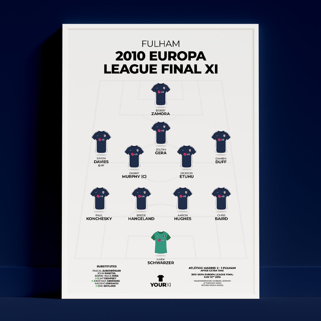 Fulham - 2010 Europa League Final XI - Framed