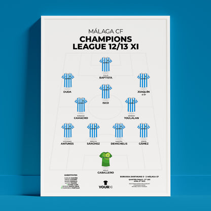 Malaga CF - Champions League 2012/13 XI - Framed
