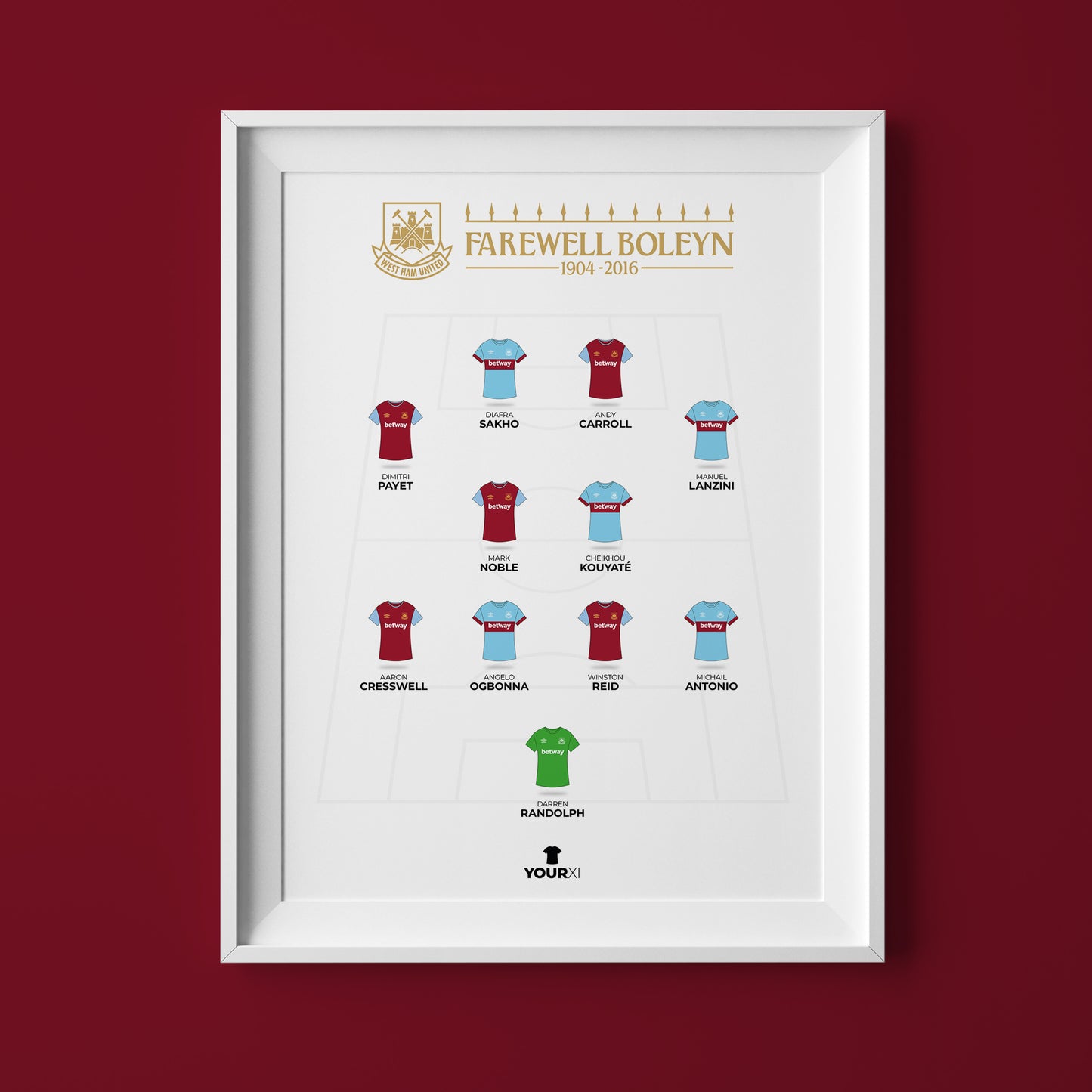 West Ham - Farewell Boleyn XI - Framed