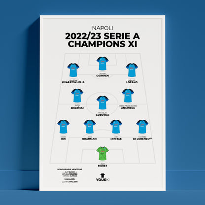 Napoli – 2022/23 Serie A Champions XI - Framed