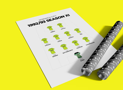Norwich City – 1992/93 Premier League Season XI - Unframed