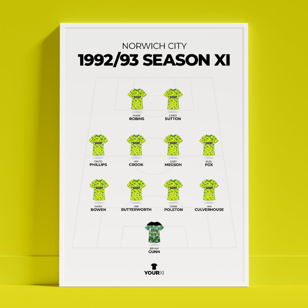 Norwich City – 1992/93 Premier League Season XI - Framed