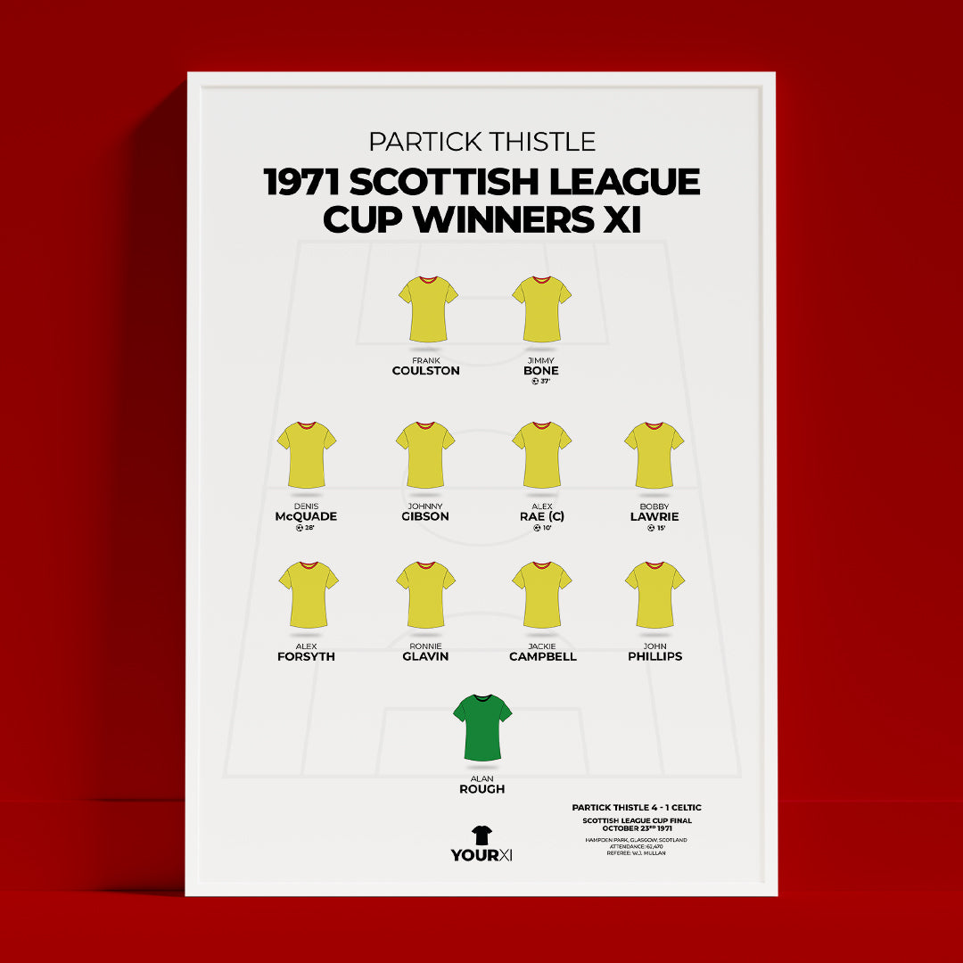 Partick Thistle - 1971 Scottish League Cup Winners XI - Framed