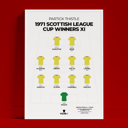 Partick Thistle - 1971 Scottish League Cup Winners XI - Framed