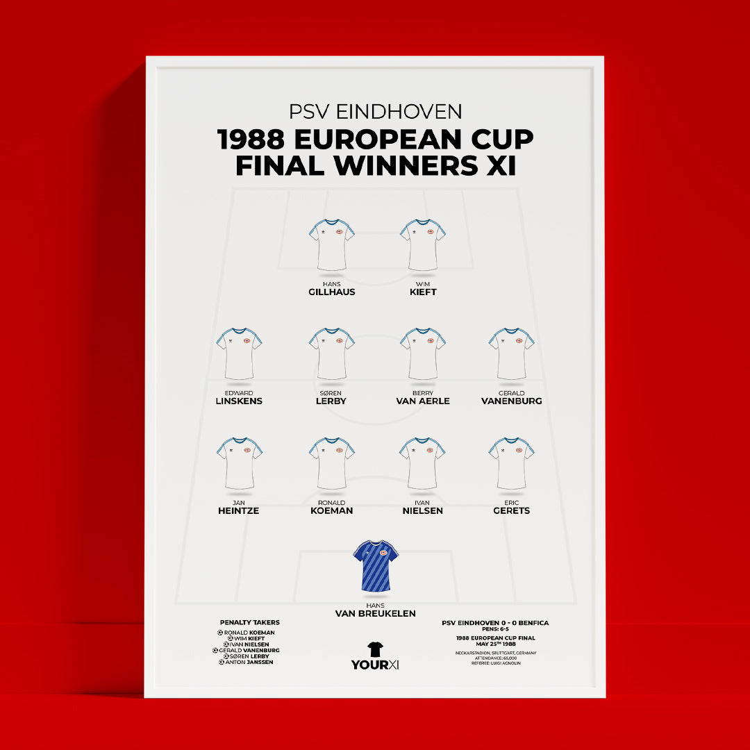 PSV Eindhoven - 1988 European Cup Final Winners XI - Framed