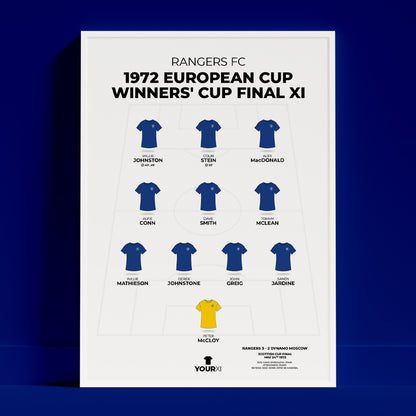 Rangers - 1972 European Cup Winners' Cup XI - Framed