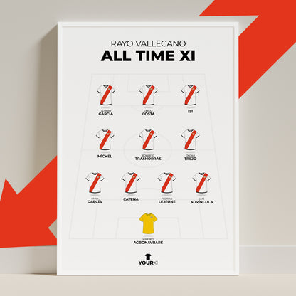 Rayo Vallecano - All Time XI - Framed