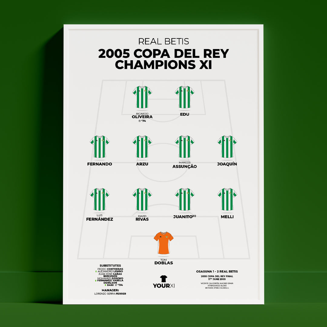 Real Betis – 2005 Copa del Rey Champions XI - Framed