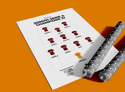 Roma – 2000/01 Serie A Champions XI - Unframed