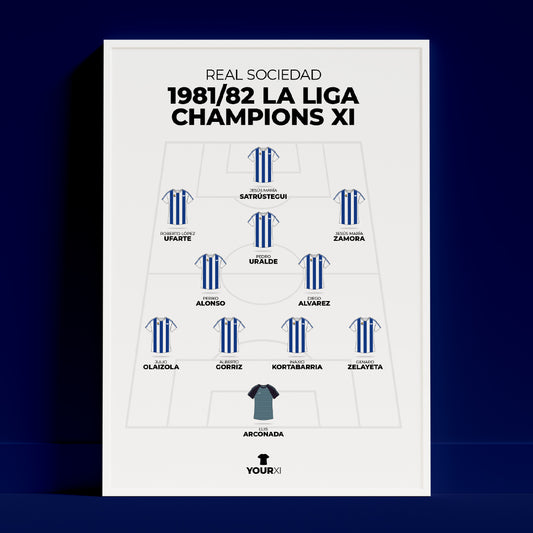 Real Sociedad – 1981/82 La Liga Champions XI - Framed