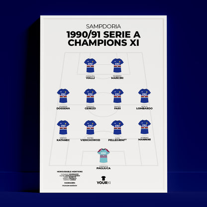 Sampdoria – 1990/91 Serie A Champions XI - Framed