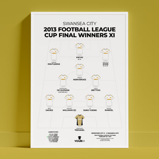 Swansea City - 2013 Football League Cup Final Winners XI - Framed