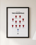 AC Milan The Immortals XI framed print, black frame on a wall