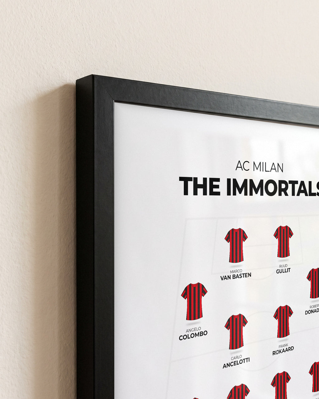 AC Milan The Immortals XI framed print, close-up of the frame corner