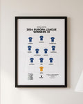 Atalanta 2024 Europa League Winners XI framed print, black frame on a wall