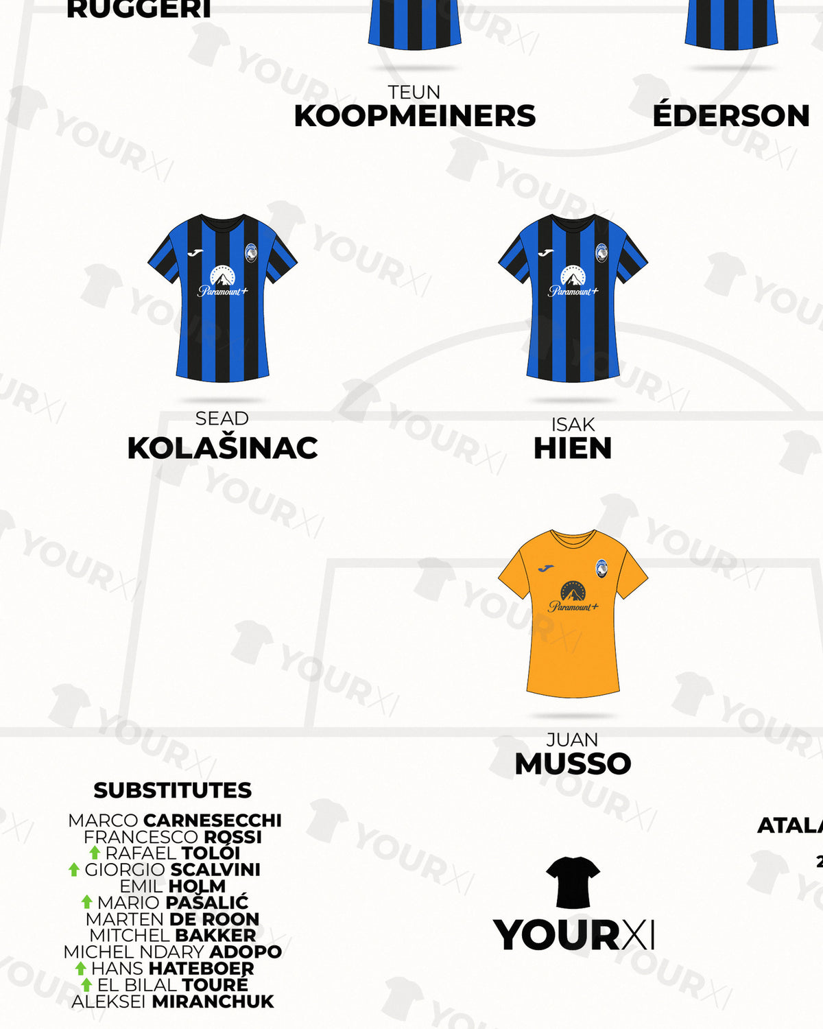 Atalanta 2024 Europa League Winners XI framed print, close-up of the print