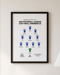 Birmingham City 2011 Football League Cup Final Winners XI framed print, black frame on a wall