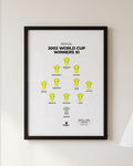 Brazil 2002 World Cup Winners XI framed print, black frame on a wall