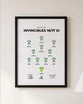 Celtic Invincibles 2016/17 XI framed print, black frame on a wall