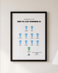 Coventry City 1987 FA Cup Winners XI framed print, black frame on a wall