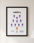Fiorentina All-Time XI framed print, black frame on a wall