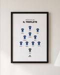 Inter Milan Il Triplete XI framed print, black frame on a wall