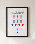 Liverpool Champions League Winners 2018/19 XI framed print, black frame on a wall