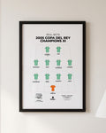Real Betis 2005 Copa del Rey Champions XI framed print, black frame on a wall