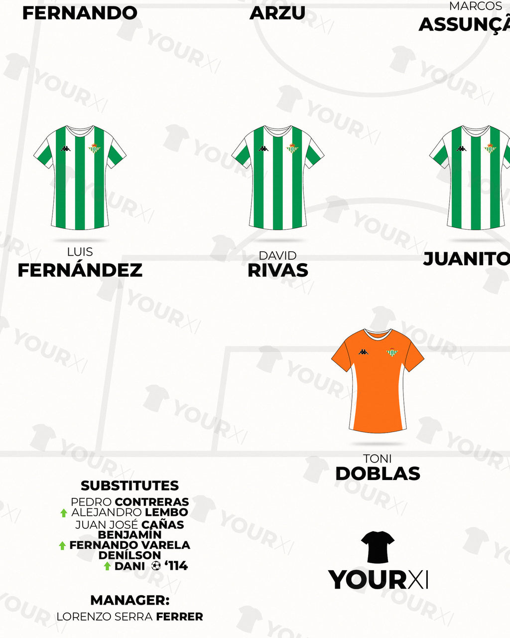Real Betis 2005 Copa del Rey Champions XI framed print, close-up of the print