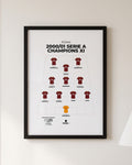 Roma 2000/01 Serie A Champions XI framed print, black frame on a wall