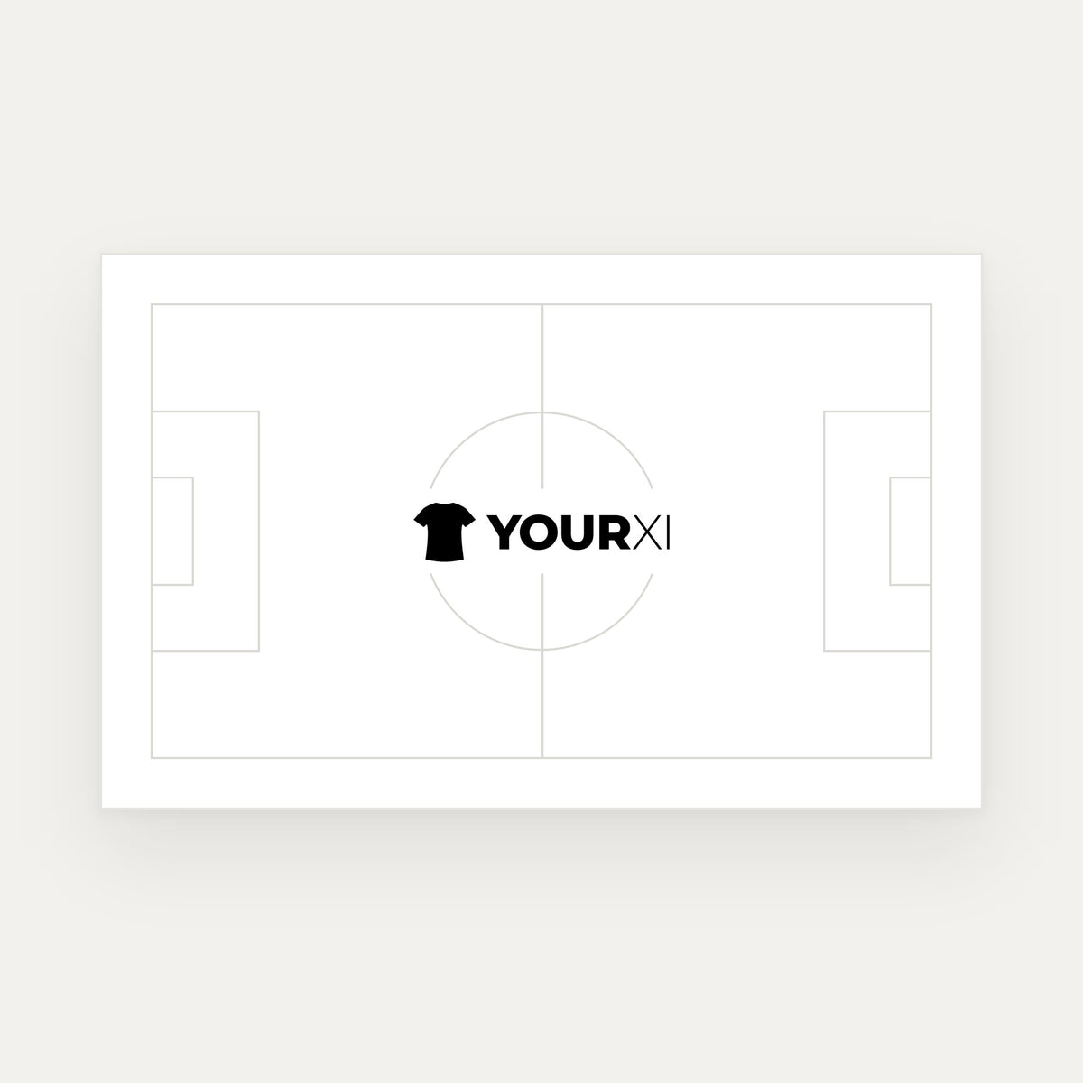 YourXI gift card, front: pitch markings with the YourXI logo in the centre circle